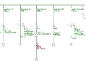 Рис. 2. Фрагмент схемы электроснабжения Светогорского ЦБК с результатами расчета токов КЗ
